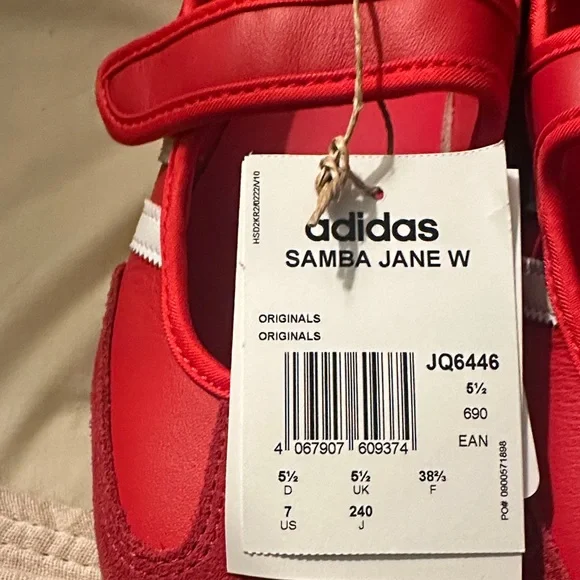 Adidas Samba Jane Red and White Sneakers - Picture 6 of 6